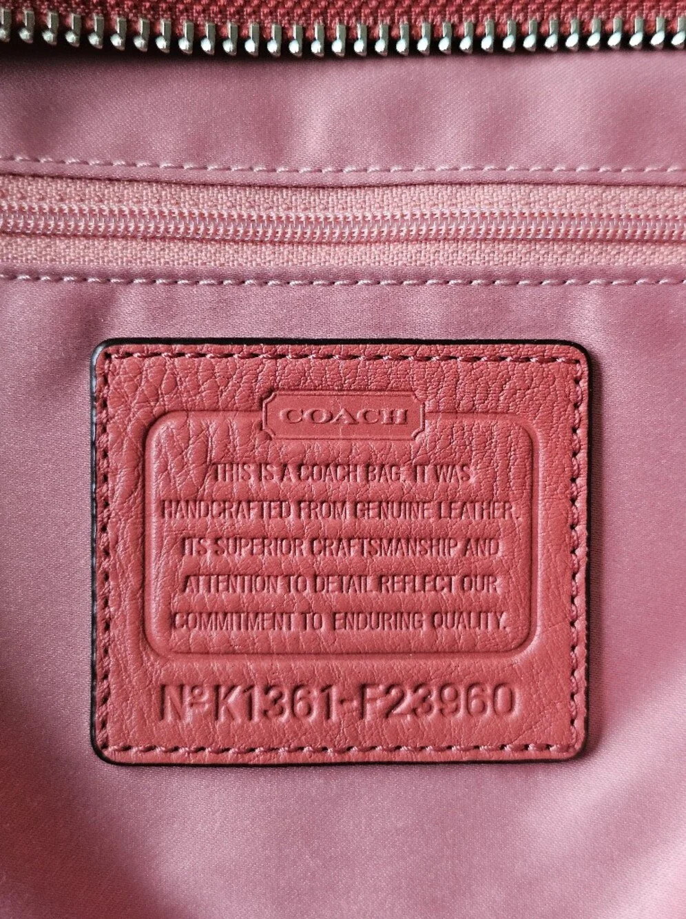 Coach Avery F23960 Coral Pebbled Leather Medium Hobo Shoulder Bag Tassel Hangtag